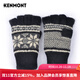 卡蒙（Kenmont）冬天露指手套女加厚保暖情侶半指手套辦公室打字2818 黑色（手套女）