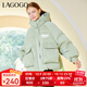 LAGOGO寬松連帽綠色羽絨服女拉谷谷冬季新款學(xué)院風(fēng)大口袋加厚外套 綠色(L2) L 165/40