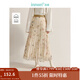 茵曼（INMAN）新中式發(fā)光竹葉印花百褶半身裙2025春秋季女裝新款A(yù)字中長裙 杏色-竹子 M 160/68A
