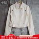 馬登女裝 巴恩風(fēng)收腰夾克秋季小個(gè)子復古白色牛仔工裝外套Vintage上衣 杏色 馬登工裝 M