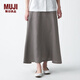 無(wú)印良品 MUJI 女式 法國亞麻 寬擺裙 BEK03C1S 卡其米色 S