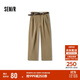 森馬（Semir）休閑褲女長(cháng)褲腰帶ins潮秋季磨毛做舊打褶闊腿褲101524127020B