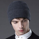 吳蠶里（WUCANLI）純羊毛帽子男冬季休閑簡(jiǎn)約百搭秋冬天針織帽防寒保暖包頭冷帽 中灰 均碼(純羊毛)