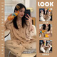 JIOESC睡衣女生秋冬季長(cháng)袖兩件套2026新款甜美可愛(ài)ins風(fēng)學(xué)生寬松家居服 荷葉波點(diǎn)小熊 XL 【120-140斤】