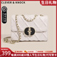 CLEVER KNOCK品牌CK包包女款輕奢單肩包女士鏈條包斜跨小方包情人節生日禮物 米白色【送女友送老婆送媽媽】
