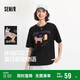 森馬（Semir）短袖t恤女中長款萌寵花上衣25夏透氣吸濕寬松套頭衫109325100005