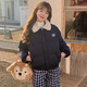 妙奕嘉棉服女2025新款冬季厚外套短款棉衣棉襖學(xué)生襖子小個(gè)子面包服高級 藏青色復古毛絨翻領(lǐng)棉服 均碼 【建議120斤內】