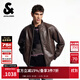 杰克·瓊斯（JACK&JONES）男裝士夾克羊皮革插袋時(shí)尚長(cháng)袖寬松立領(lǐng)經(jīng)典舒適上衣225410002 E09巧克力棕 常規 M （175）