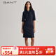 GANT/甘特中長(cháng)裙多巴胺秋冬新款女士時(shí)尚五分袖Polo領(lǐng)隱藏扣連衣裙 433夜藍色 M