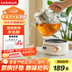 樂(lè )扣樂(lè )扣全玻璃養生壺小型一人辦公室電熱水壺分體式燒水煮茶壺小花茶壺恒溫加熱保溫迷你泡茶壺1L
