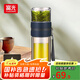 富光泡茶師雙層玻璃水杯隔熱透明茶水分離泡茶杯辦公商務(wù)男士便攜杯子 深藍色240ml 240ml