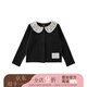 幼悠 女童古典玫瑰蕾絲翻領(lǐng)打底衫春季甜美可愛(ài)坑條羅紋三色T恤潮 深灰色 90 cm