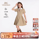 英氏（YEEHOO）女童連衣裙兒童裙子夏季時尚休閑學(xué)院風(fēng)POLO裙夏裝新款中大童裝 珍寶樂園-卡其 【5A抗菌】 150 cm 【順豐包郵&極速達(dá)】
