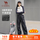 駱駝（CAMEL）休閑戶(hù)外登山褲女防潑水直筒工裝褲 C24CR1L7658B 幻影黑 M