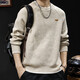 倉石一樹(shù)潮牌2025時(shí)尚百搭設計感圓領(lǐng)毛衣男士秋冬新款保暖針織衫 燕麥色 XL 適合145-160斤