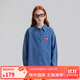 ELLE KIDS春季新品】法式學(xué)院風(fēng)女童大童純棉透氣吸濕翻領(lǐng)牛仔微落肩襯衫