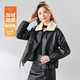 TERRE BLEUE小個(gè)子加絨加厚皮衣女2025秋冬季時(shí)尚高級感寬松棉衣女士棉襖外套