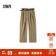 森馬（Semir）休閑褲女長(cháng)褲腰帶ins潮秋季磨毛做舊打褶闊腿褲101524127020B