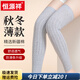 恒源祥秋冬季純棉護膝保暖老寒腿防護男女士產(chǎn)婦月子漆關(guān)節護腿套 四季薄款-灰色-條紋 XL