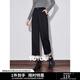 初語(yǔ)通勤廓形休閑褲女2024秋冬新款仿毛呢保暖氣質(zhì)九分褲哈倫褲 黑色 L