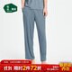 松山棉店小薄荷天絲睡衣男短袖冰絲家居服套裝春夏款長(cháng)褲-藍灰XL