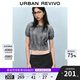 UR2025春季新款女裝蝴蝶結(jié)肌理感系帶短袖針織衫UYY950033 冷灰 M