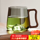 憶壺茶（YIHUTEA）玻璃杯水杯子綠茶杯飲用泡茶杯高硼硅涼水杯耐高溫男女辦公喝水杯 【煙青】胡桃木把泡茶杯 500ml