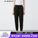 S.DEER圣迪奧女裝休閑抽繩松緊撞色字母運動(dòng)長(cháng)褲S21480804 黑色/91 S/160
