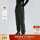 艾萊依羽絨褲女款拼接收腰束腳褲輕盈保暖耐寒通勤長(cháng)褲 炭黑 L