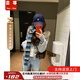 蕓蕁衛衣女美式復古大毛領(lǐng)灰色連帽短款外套秋冬2025新款收腰拉鏈開(kāi)衫 灰色 S 80-90斤