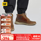 CAT卡特休閑鞋男鞋25秋新品皮面防滑耐磨休閑中幫靴P110009O3MDC36 棕色 42