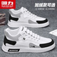 回力男鞋秋冬簡(jiǎn)約板鞋男輕便運動(dòng)加絨可選棉鞋子男 白黑-中幫款 40