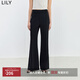 LILY【商場同款】夏新款女裝復(fù)古通勤顯瘦高腰喇叭褲休閑褲 510黑 M