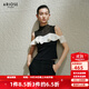 艾諾絲雅詩(shī)【商場(chǎng)同款】2025夏季新品荷葉邊網(wǎng)紗拼接針織衫上衣女裝40428157 黑色 S