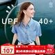 百圖betu女裝2025夏季新款襯衫萊賽爾棉防曬上衣短袖牛仔外套2505T41 牛仔色 L