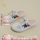 OLJ奢侈高端品牌女鞋德訓(xùn)鞋夏季休閑鞋網(wǎng)面通勤時(shí)尚百搭半拖涼鞋 淺灰 37