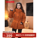 鴨鴨羽絨服女短款2025年冬季新款時(shí)尚工裝休閑保暖派克收腰外套HS 落日橙色 L