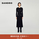 SANDRO秋冬女裝法式氣質(zhì)時(shí)尚經(jīng)典黑色木耳邊領(lǐng)修身長(cháng)款針織連衣裙 黑色 M