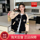WVD美國品牌服春秋款2025新款網(wǎng)紅童裝女孩秋裝運動(dòng)衣服大童春季外套 黑色棒球服 120 CM