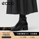 愛(ài)步（ECCO）靴子女 女鞋冬季牛皮短靴粗跟保暖女靴 雕塑222413 HL 黑色22241301001 37 （尺碼偏小，建議拍大一碼）