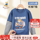 Classic Teddy精典泰迪男童長(cháng)袖T恤兒童假兩件上衣中大童休閑秋裝 仔藍 120