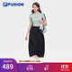 FILA FUSION斐樂(lè )潮牌女子連衣裙2025夏季新品拼接休閑時(shí)尚連衣裙 黛灰綠-GN M 165/84A/M