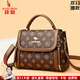 袋鼠生日禮物真皮女包斜挎包洋氣包包女士2025新款小包單肩手提時(shí)尚潮 棕配咖（禮盒裝+手包卡包） 小包長(cháng)23-厚10-高17厘米