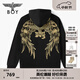BOY LONDON【燦若繁星】秋情侶外套重工連帽開(kāi)衫衛(wèi)衣N06904 黑色金色翅膀 XL