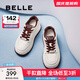 百麗（Belle）休閑舒適板鞋女款簡(jiǎn)約厚底鞋D4M1DAM5預售 米白色/紅 36 (230mm)