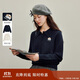 茵曼萌寵刺繡針織毛衣2025秋女裝新款甜美娃娃領(lǐng)上衣 藏藍(lán)色 S