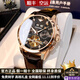 歐品客瑞士認證名表十大品牌手表男士全自動(dòng)機械表男表夜光防水男士手表 棕皮玫殼黑面【全國聯(lián)?！棵赓M刻字