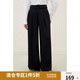 獨(dú)束大碼女裝2025春裝新款百搭通勤黑色褲子百搭簡約高腰長褲女 曜石黑 2XL (尺碼：4)