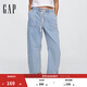 蓋璞女裝2025春季新款挺括中腰桶形棉萊賽爾混紡牛仔褲美版713438 淺色水洗 S 美碼  L亞洲碼160/70A