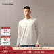 Calvin KleinJeans春夏男士休閑通勤ck浮雕字母凈色內搭打底長(cháng)袖T恤J326899 YAF-月光白 L